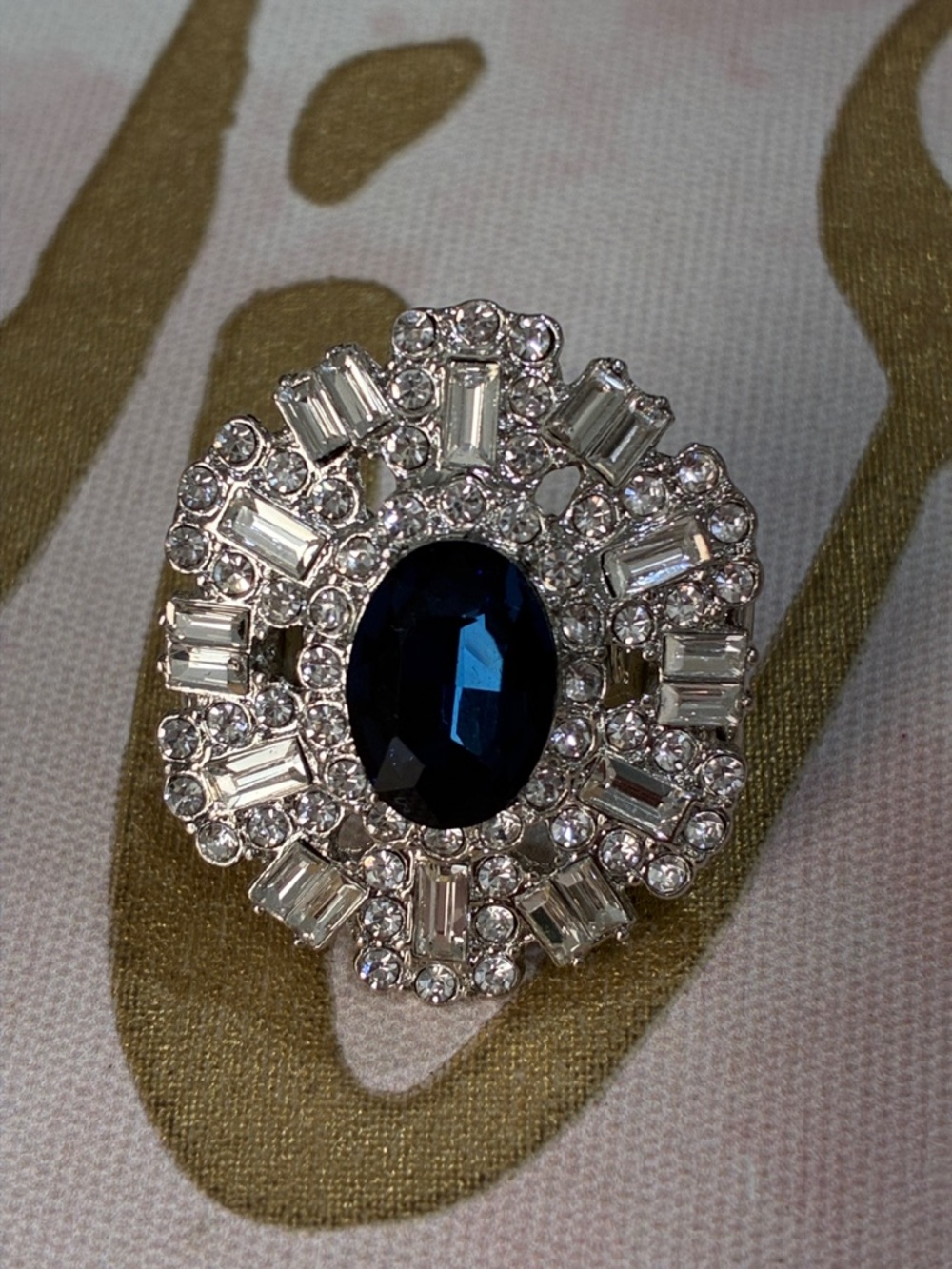 Elegant Blue Crystal Statement Ring - Women Jewelry